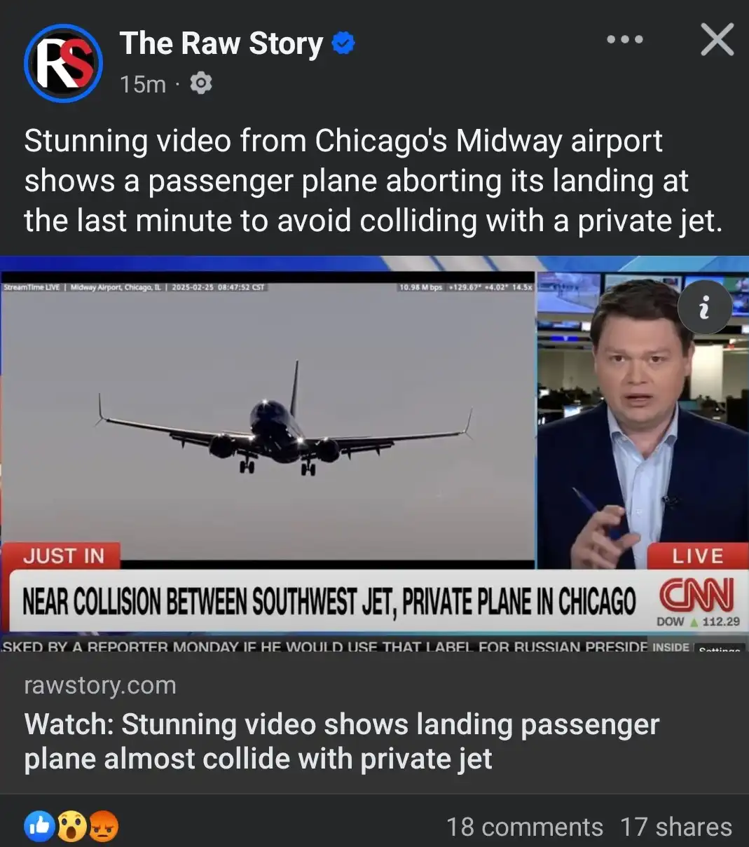A screenshot of a CNN news broadcast shows a large passenger jet descending for landing, with a news anchor on the right…