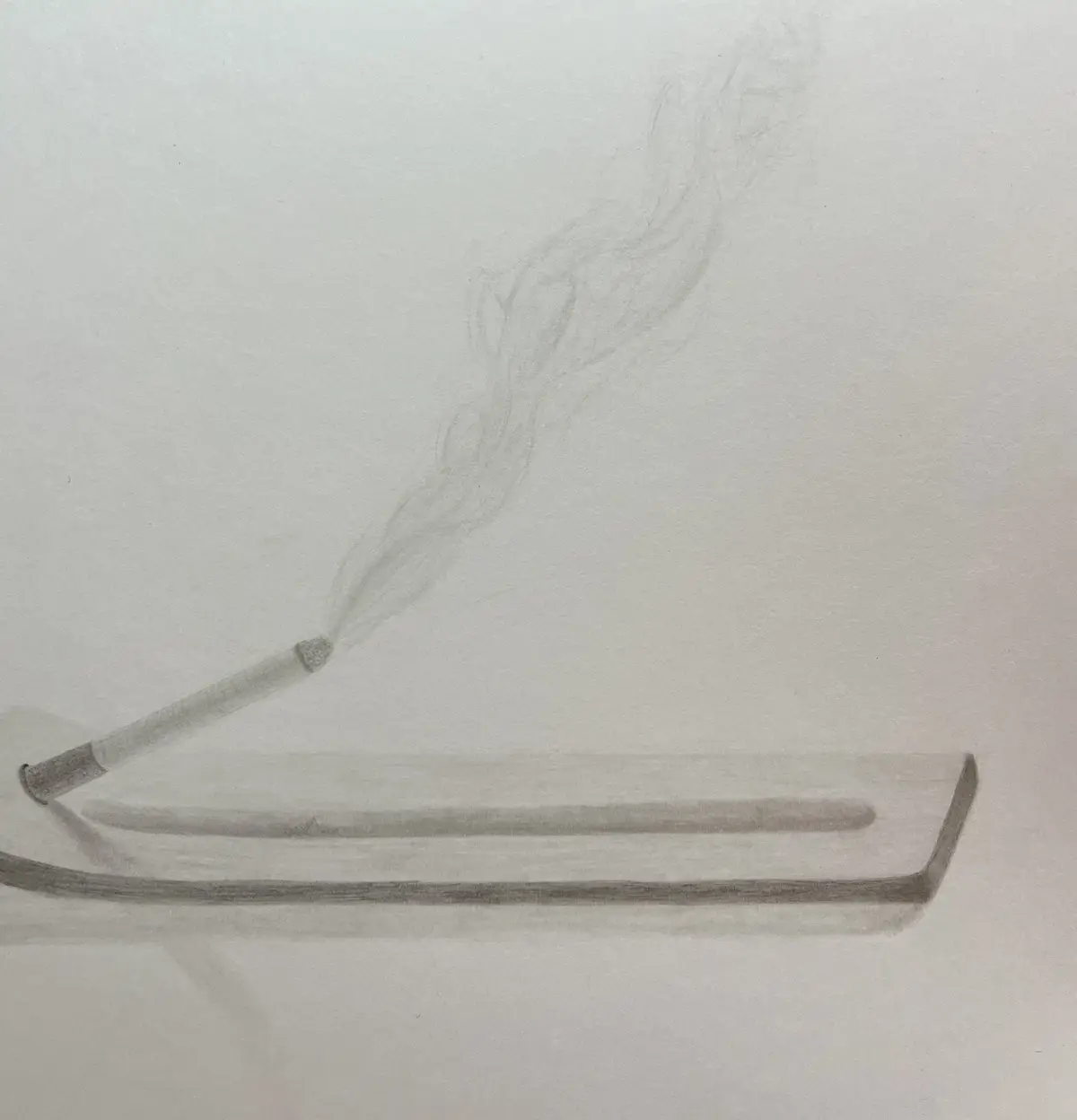 A pencil sketch shows a cigarette resting in an ashtray, with smoke curling upward. The overlaid text reads 'i'm not lazy…