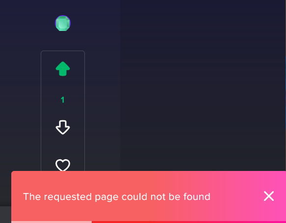 A dark-themed interface shows a vertical voting bar with up, down, and heart icons, each with a number. A bright pink-red…
