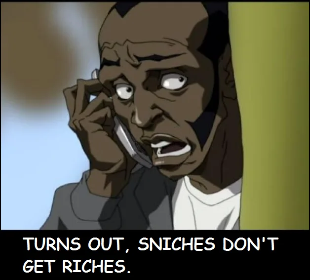 An animated man with a shocked expression holds an old flip phone to his ear, partially hidden behind a yellow pillar. The…