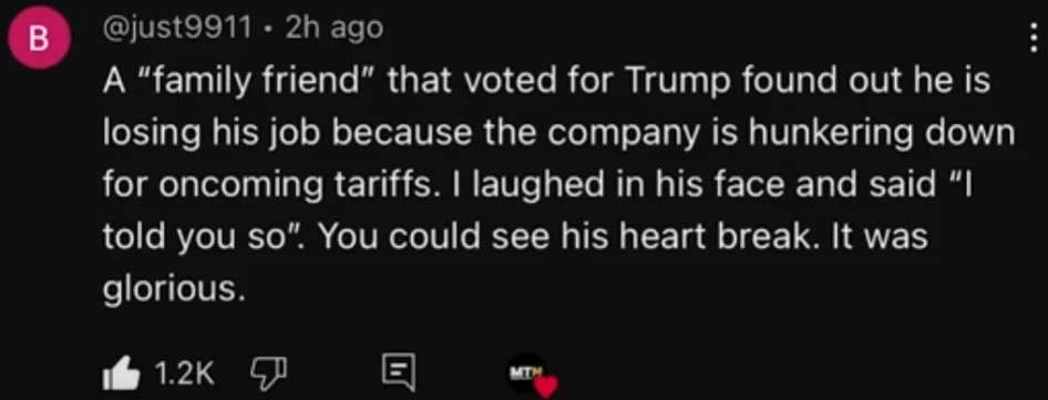 A screenshot of a social media post with white text on a black background, showing a user's comment about a 'family friend'…