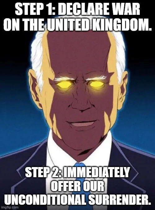 The image shows an animated depiction of a man with white hair, wearing a dark suit and tie, against a dark blue background…