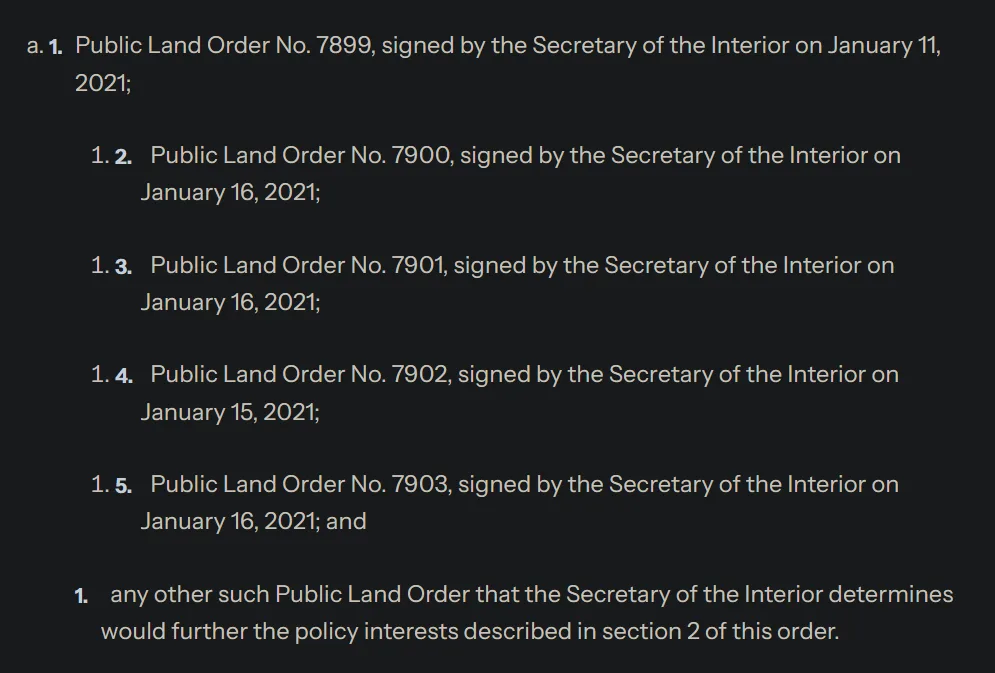 The image displays a list of five consecutive Public Land Orders (Nos. 7899 through 7903) signed by the Secretary of the…