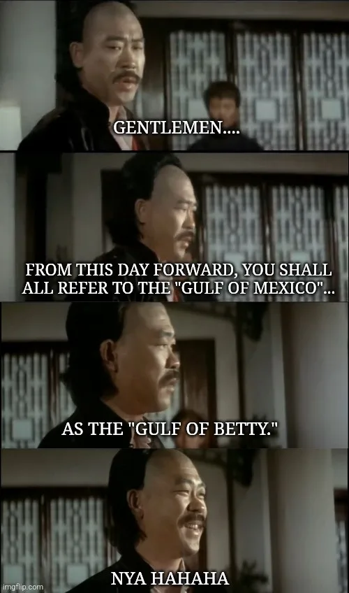 A four-panel meme featuring a man with a mustache from a movie, speaking with a serious tone in the first three panels and…