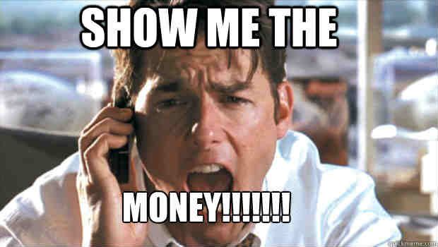 A close-up image of Tom Cruise with an angry, shouting expression, holding a phone to his ear. The text 'SHOW ME THE…