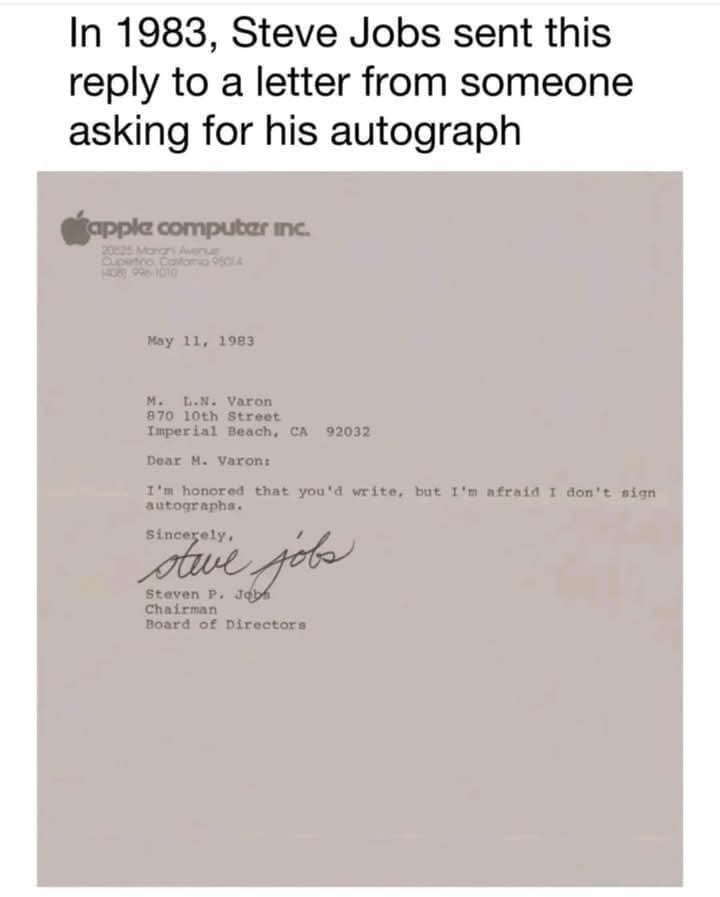 A scanned letter on Apple Computer Inc. letterhead dated May 11, 1983, addressed to M. L.N. Varon. The letter, signed by…