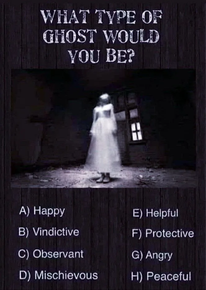 A black-and-white image shows a blurry, translucent ghostly figure in a long dress standing in a dark, dilapidated room with…