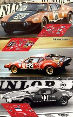 The image displays three vintage race cars stacked vertically: a gold and black Ferrari 365 GTB/4, a red and white Porsche…