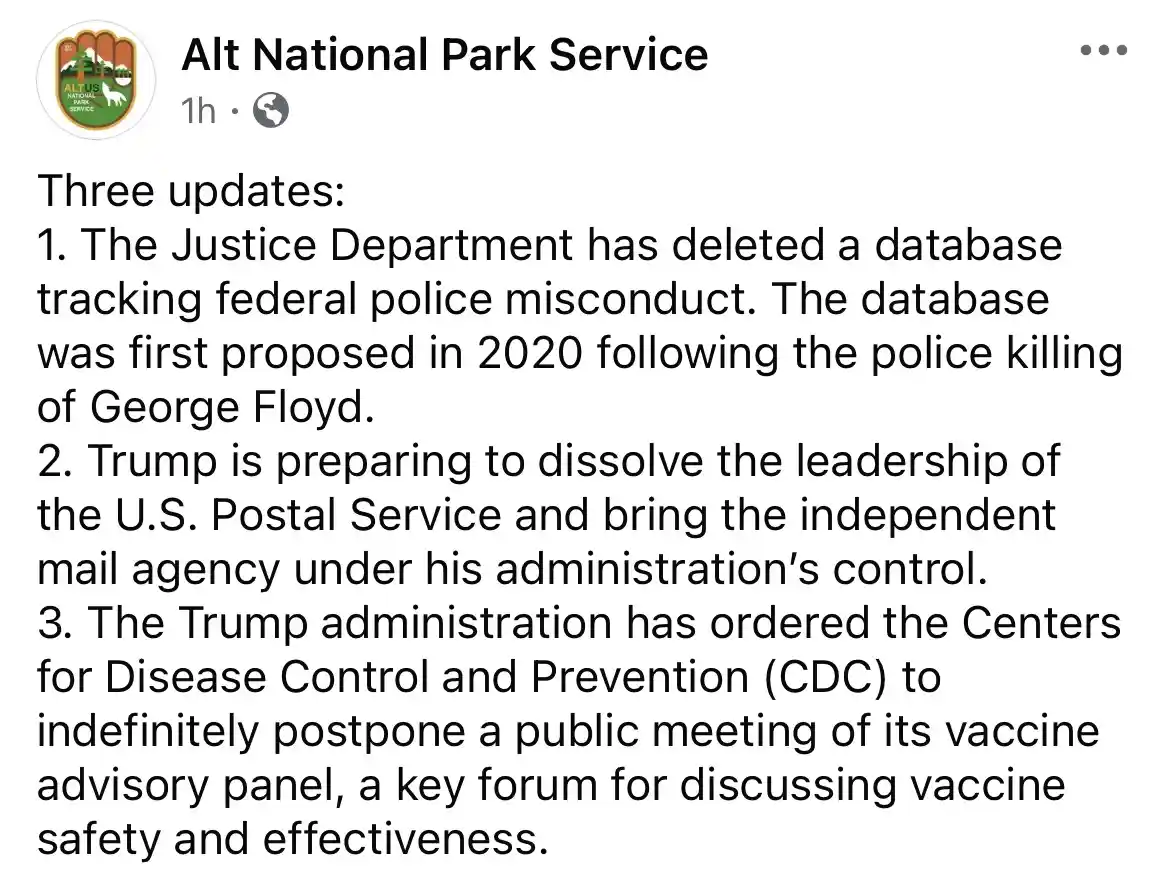 Alternative Updates from the National Park Service