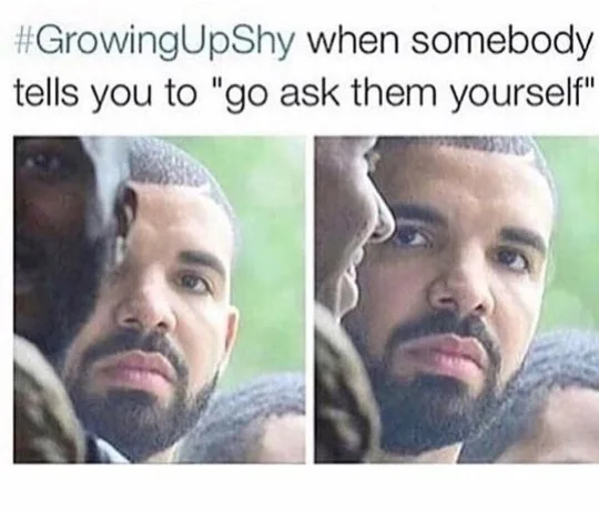 The image shows two side-by-side photos of Drake with a visibly confused and slightly annoyed expression. The text overlay…