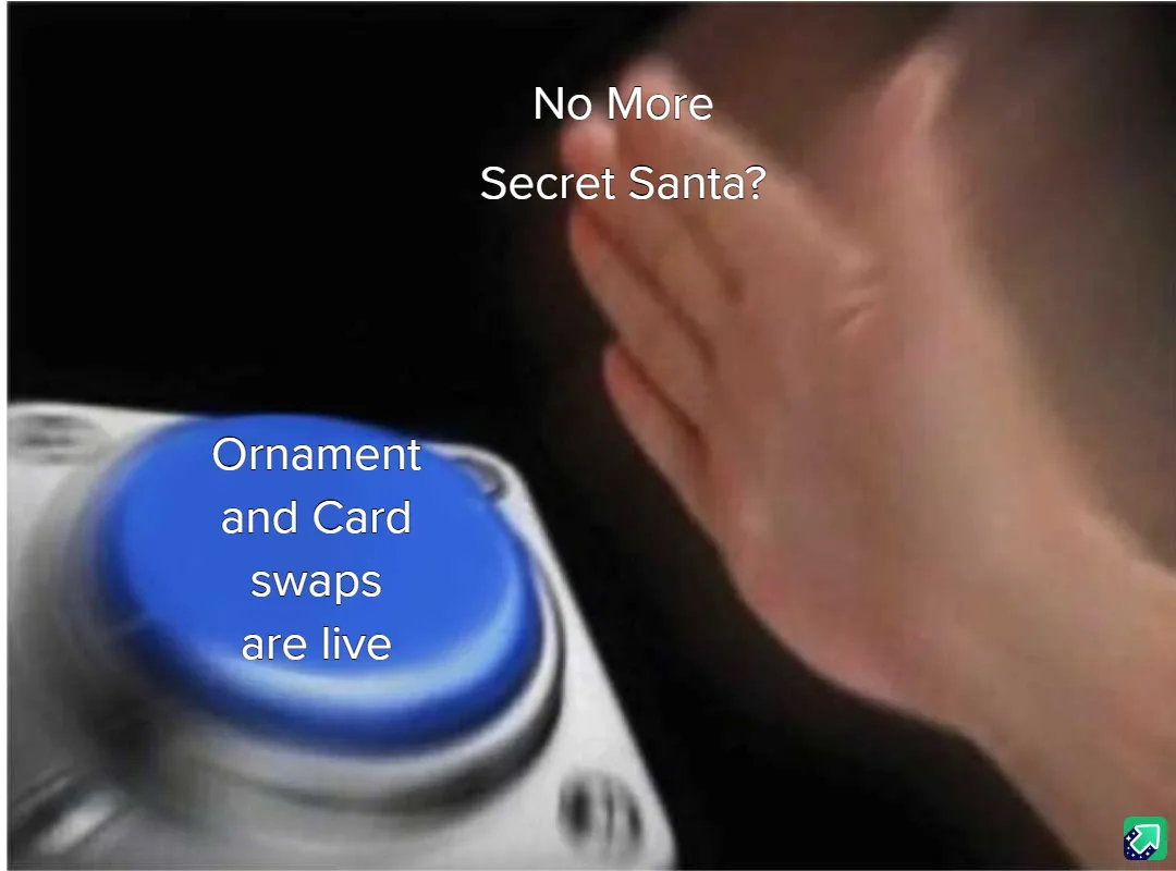 A blurry image shows a hand reaching toward a large blue button on a white device, with white text overlaid. The top text…
