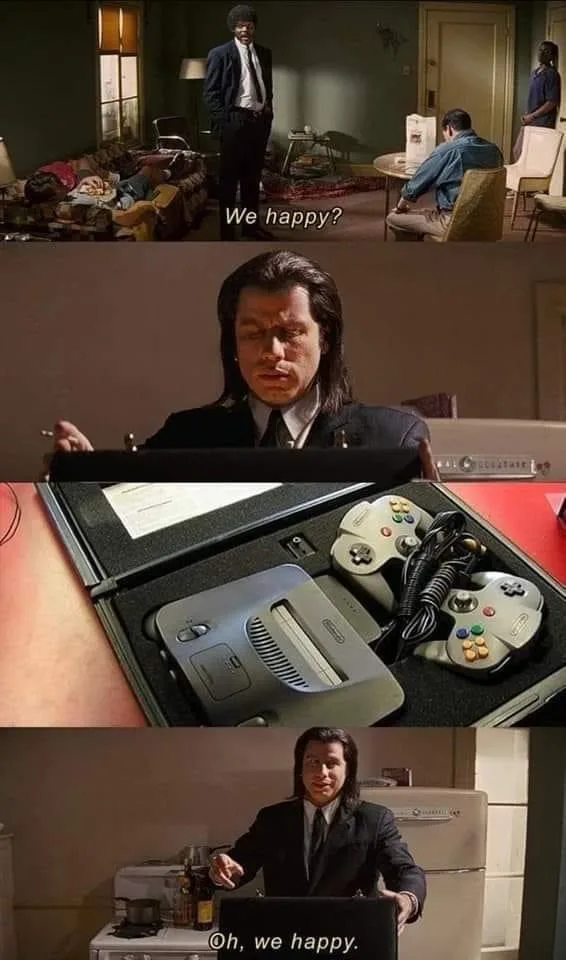 A three-panel meme using scenes from the movie 'The Warriors'. The top panel shows a character asking 'We happy?' while…