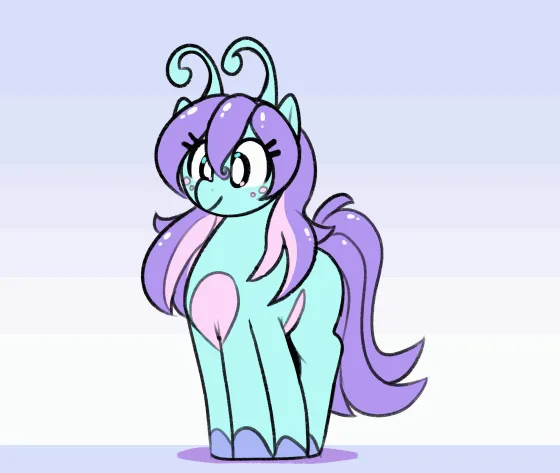 A six-panel comic strip featuring a cyan and purple pony with squid-like tentacles. In the top row, the pony stands, then…