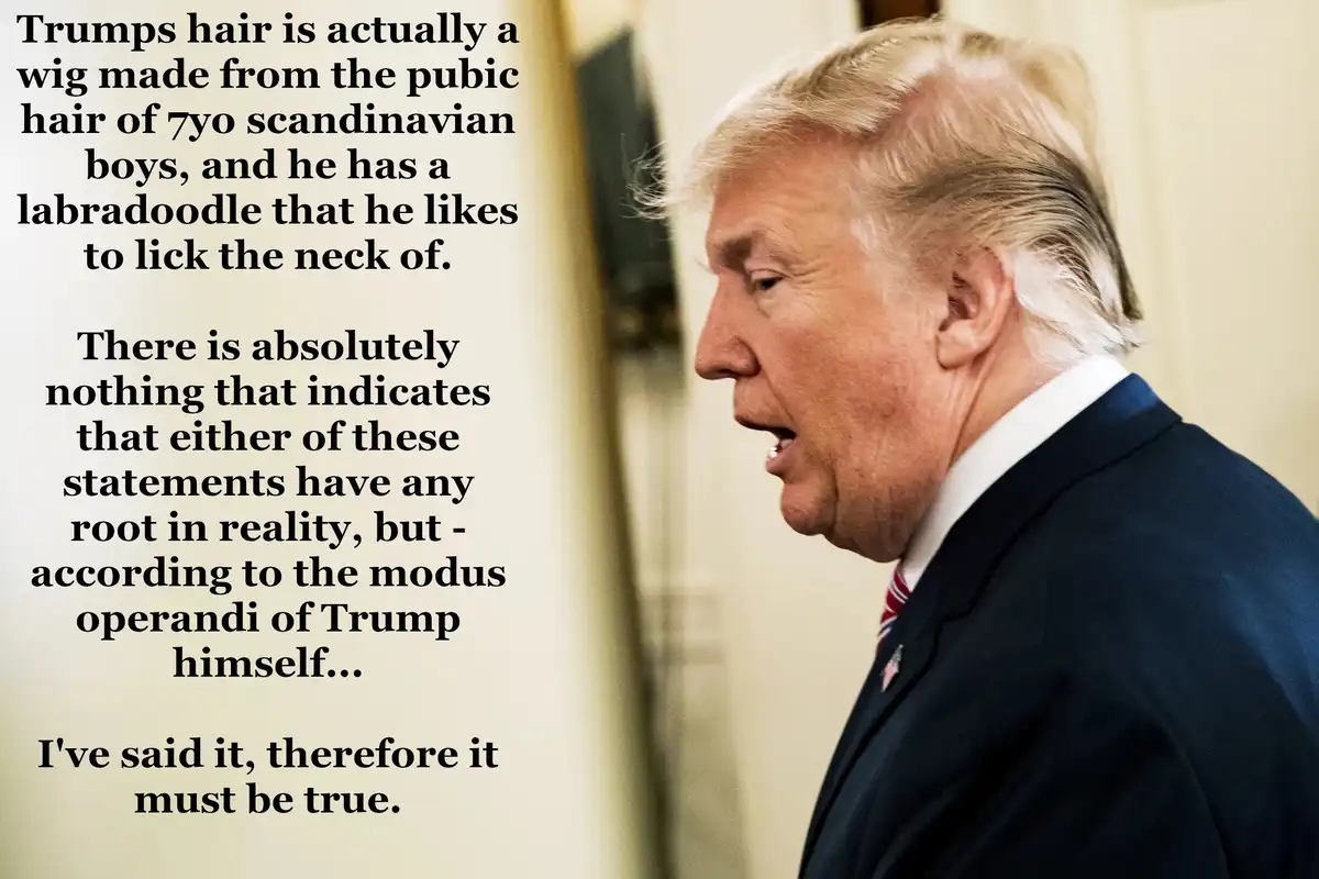 A side-profile photo of Donald Trump in a suit and tie, looking slightly to his left with his mouth open as if speaking…