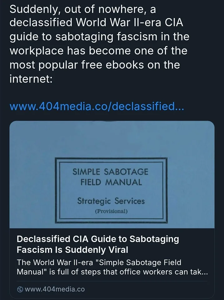 The image shows a screenshot of a news article with a headline about a viral declassified CIA manual. The article features…